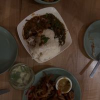 mac & cheese with sausage, rice & beans, irish spice bag (out of bag)  at Fellow Traveler in Englewood
