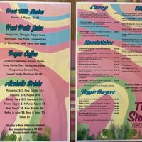 Menu at The Shak - Beach Cafe in Placencia