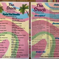 Menu at The Shak - Beach Cafe in Placencia
