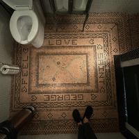 beautiful penny / coin mosaic in the bathroom   at FeelLove in St George