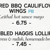 Menu  at The Fountain in Edinburgh