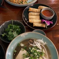 I ordered the noodle soup and veggie springs rolls. My friend ordered a pad thai    at Ssong Thai - Yeoksam in Seoul