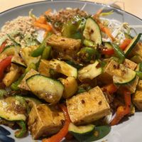 Tofu satay noodle bowl   at Easy Vegan in Richmond