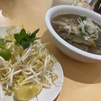 The mountain of fresh bean sprouts that come with the Pho  at Easy Vegan in Richmond