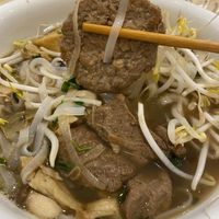 The Beyond Pho is crammed with a variety of mock-meats from a Beyond Beef patty, to chicken, ham, and pork bologna!  at Easy Vegan in Richmond