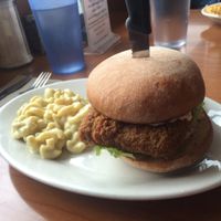 the 'fish' burger made from tofu at Cornbread Cafe in Eugene