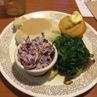 portobello w/ sautéed greens, mashed potatoes with gravy and slaw!  at Cornbread Cafe in Eugene