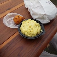 Mac Uncheese and Hushpuppy at Cornbread Cafe in Eugene