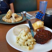 chicken and waffles and the pick your own plate! at Cornbread Cafe in Eugene