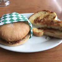 Sloppy joe with garlic bread  at Cornbread Cafe in Eugene