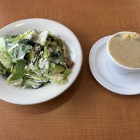 Grilled Greens salad, Mashed Taters & Gravy  at Cornbread Cafe in Eugene