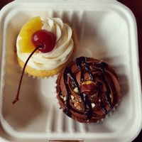 Pineapple and Hazelnut cupcakea at Cornbread Cafe in Eugene