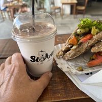 Soy milk frappé chocolate   at StoArtos Coffee Bakery in Larnaca