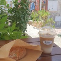 Seating right outside the church of saint Lazarus at StoArtos Coffee Bakery in Larnaca