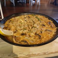 Paella with heura "chicken" and a lot of vegtables at La Iguana  in Lloret De Mar