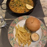 veg paella and vegan burgerr  at La Iguana  in Lloret De Mar