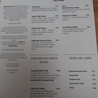Separate vegan menu at Delhi House Cafe in Manchester