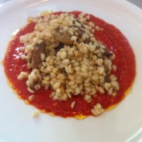 barley and vegetables in a tomato sauce  at 5 e Cinque in Florence