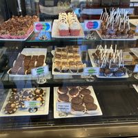 Pink circle = vegan   at Twist Bakery & Café in Burlington