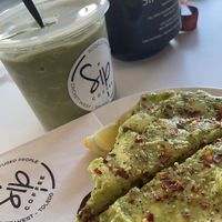 Avocado toast and a matcha latte with coconut milk   at SIP Coffee in Toledo