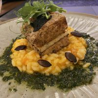 Pumpkin risotto with banana blossom and salsa verde #Veganuary at Orka in Hong Kong Island