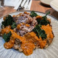 Butter Jack’s Chick (vegan) - jackfruit, tofu, cashew sauce and mixed rice. Yum. at Orka in Hong Kong Island