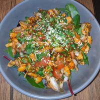 Takatak kurkure chaat (remember nice 'n' spicy niknaks? It's essentially like them with toppings) at 5Tara in Sheffield