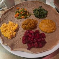 Vegan sampler at Gebeta Ethiopian Cuisine in Edmonton