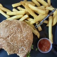 Cassava burger  at D'mi Tierra Comida típica in La Fortuna
