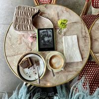 I had a Cappucino L’Amore first (not pictured) and then a Cappuccino Italiano. Vegan Chocolate Peanut Butter Torte, heavenly!  at Cafe Intermezzo in Atlanta