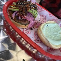 Wasabi veggie burger!!  at Super Crisp in Detroit