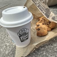 Tea (with oat milk) and vegan cookie  at Bam Bam Café in Nantes