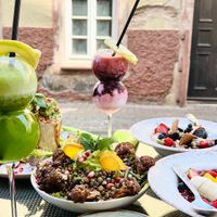 Princess bowl, baba ganoush, egg wrap, smoothie bowls & fresh juices    at Earth Bowls in Heidelberg