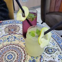 Water and lemon lemonade at Earth Bowls in Heidelberg