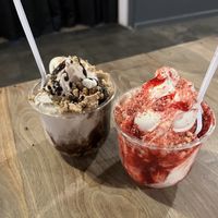 Some strawberry cheesecake magic and a chocolate peanut butter marshmallow fudge enchantment   at Sweet EMOtion KC in Kansas City