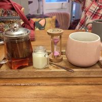 English Breakfast tea with soy milk at The Little Gem in Royal Wootton Bassett