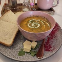 Sweet potato and cummin soup. Delicious. at The Little Gem in Royal Wootton Bassett