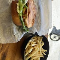 I put the ketchup on the burger by myself.  at Villa Burger in Monteverde