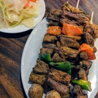 The mushroom skewers come with a side of freshly made pickled vegetables - light and fresh at Vitking House in Phnom Penh