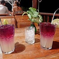 Butterfly pea tea with lime juice at Anchor Point Restaurant in Koh Yao Noi