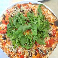 Pizza nuveau (with vegan cheese) at Pizza Real in Praia Da Luz