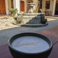 Lovely courtyard at Mejorana Cocina Temporal in Oaxaca