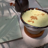 Matcha latte at W h o l l y in Medellin