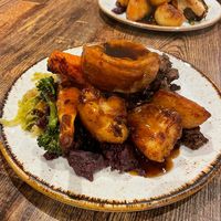 Roast with nut loaf at Huggers in Norwich