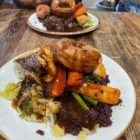 Roast with sausage plait slice at Huggers in Norwich