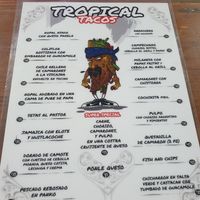 Menu in Spanish and English #Veganuary at Tropical Tacos in Playa Del Carmen