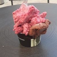 Dark chocolage sorvet and Patagonia ("small" size) at Lucciano in Montevideo