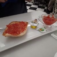 Tomato toast. at Orxateria Santa Catalina in Valencia