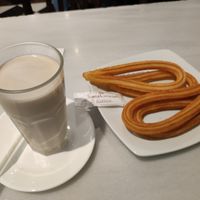 Horchata with churros at Orxateria Santa Catalina in Valencia