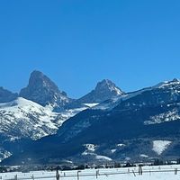 The view from the Driggs, Idaho area. It is on the west side of the Grand Tetons. A more quiet side. at Rise Coffee House in Driggs